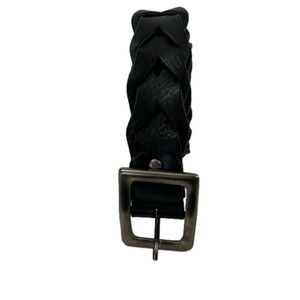 Cuoiria Fiorentina Black Leather Woven Belt